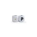 Perla in silicone bianco da 12mm con lettera P nera per catenelle porta ciuccio fai da te - Lettera P