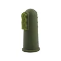 Brosse à dents doigtier en silicone vert olive pour bébés avec poils souples doux - Vert foncé