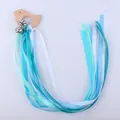 Handmade baby sensory ribbon ring with wooden bird teether and colorful blue satin ribbons - Bird Shape (E486-Bird) / Bird