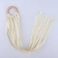 Natural beech wood ring with cream white satin ribbons for infant sensory play - Off White