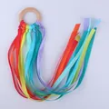 Rainbow ribbon sensory beech wood teether ring for baby visual stimulation and grip - Rainbow