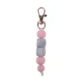 DIY keychain with rose gold lobster clasp and pink marble silicone beads for bags - Pink
