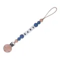 DIY Baby Schnullerkette mit Buche und tiefblauen Silikonperlen mit BABY-Buchstaben - Dunkelblau