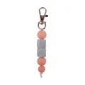 Pink and grey silicone bead keychain with golden lobster clasp for bags and keys - Rose Pink