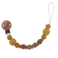 Yellow silicone and beech wood baby pacifier clip with BABY letter beads - Yellow Style (Chain Only)