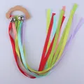 Cloud-shaped beech wood baby teether toy with colorful sensory ribbons and bells - High Saturation Pentacolor (3#)