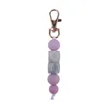 Pink silicone and marble bead keychain pendant with rose gold lobster clasp accessory - Light Purple