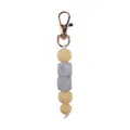 DIY gold lobster clasp keychain with bright yellow beads and marble cube accents - Light Yellow