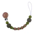Baby pacifier clip with green silicone beads and wooden BABY letter cubes on white background - Avocado Green Style (Chain Only)