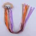 Cloud-shaped beech wood baby teether with colorful ribbons and silver bells - Soft Warm Tones (4#)