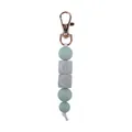 Golden keychain with mint green silicone beads and grey geometric marble spheres - Light Green