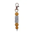 Ginger yellow and marble grey octagon silicone bead keychain with rose gold lobster clasp - Turmeric