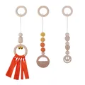 Three-piece baby gym hanging toy set with wooden animal teethers and orange crochet beads - Sunflower Vase Set with Dried Reeds