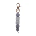 Gray silicone marble bead keychain with rose gold lobster clasp and square beads - Gray
