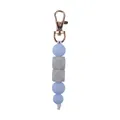 Beaded keychain with rose gold clasp, light blue silicone and grey marble octagon beads - Light Blue
