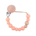 Sujetachupetes de silicona rosa y madera de haya con cuentas naturales para bebés - Rosa Fuerte