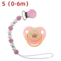 Set succhietto rosa con corona e catenella di perle per neonati da 0 a 6 mesi - S / Rosa