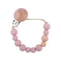 Sujeta chupetes con clip de madera de haya y cuentas de silicona rosa para bebés - Rosa Palo