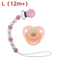 Ciuccio corona rosa e catenella in perle con strass per neonati dai 12 mesi in su - L / Rosa