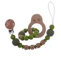 Baby Schnullerkette mit Oliven-Silikonperlen und Buchenholz-Avocado-Beißring - Avocado Stil (Kette Und Beißring Kombination)