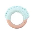 Handmade beech wood teething ring with mint green braided cotton for babies - Mint Green