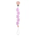 Lavender silicone bead pacifier clip with natural wooden clasp for infants - Light Purple