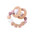 DIY baby teething bracelet with morandi purple beads and BABY lettered wooden blocks - Dusty Rose