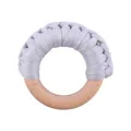 Handmade cotton braided baby teething toy with natural beechwood ring in lavender - Light Gray
