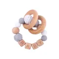 DIY baby teether bracelet with grey silicone beads and BABY letter wooden cubes - Light Gray