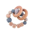 DIY baby teether bracelet with blue silicone beads and BABY letter wooden blocks - Dark Gray