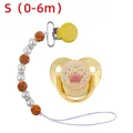 Golden crown pacifier set with pink rhinestones and pearl chain for babies aged 0-6m - S / Gold