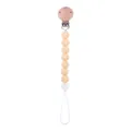 Catenella portaciuccio neonato con clip in faggio e perle in silicone rosa opaco - Pelle chiara