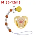 Golden crown baby pacifier with white pearls and orange rhinestone clip set size M - M / Gold
