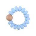 Anello da dentizione con perle in silicone celeste e legno di faggio naturale - Blu