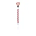 Catenella portaciuccio in silicone con clip in faggio e perline rosa antico - Rosa Antico