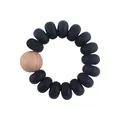 Bracciale da dentizione per neonati con perle in silicone nero opaco e legno di faggio - Nero