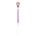Catenella portaciuccio con perle in silicone lilla e clip in legno di faggio - Viola chiaro