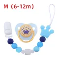 Blue crown baby pacifier set with matching silicone clip for infants 6-12 months - M (6-12 Months) / Blue