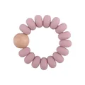 Braccialetto dentizione neonato con perle in silicone rosa cipria e legno di faggio - Rosa Antico