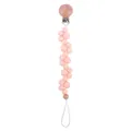 Cadena chupete de silicona y madera en rosa naranja con cuentas suaves para bebé - Rosa Claro