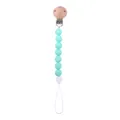 Catenella portaciuccio con perle in silicone verde menta e clip in legno di faggio - Verde menta
