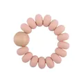 Anello massaggiagengive neonato con perle in silicone pesca e legno di faggio naturale - Rosa Acceso