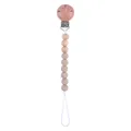 Neutral earth tone silicone beads and beech wood clip pacifier chain for infants - Khaki