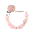 Chupetero para bebé con cuentas de silicona rosa y clip de madera de haya natural - Rosa Claro