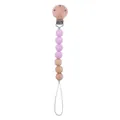 Pacifier clip with beech wood clip and light purple and natural silicone beads - Light Purple