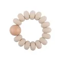Anello da dentizione per neonati con perle in silicone beige e legno di faggio - Bianco Latte