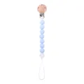 Catenella portaciuccio con perline in silicone azzurro e clip in legno di faggio - Blu chiaro