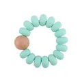 Braccialetto da dentizione per neonati con perle in silicone verde menta e legno di faggio - Verde menta