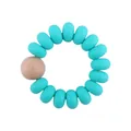 Anello da dentizione per neonati in silicone turchese e legno di faggio con perle - Verde Turchese