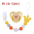 Pink crown pacifier with multi-color silicone beaded clip set for 6-12 months - M (6-12 Months) / Gold